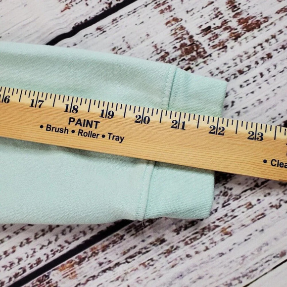 Columbia Trek Sweatshirt Women Medium Mint Blue Cropped 1/2 Zip French Terry - Picture 14 of 14
